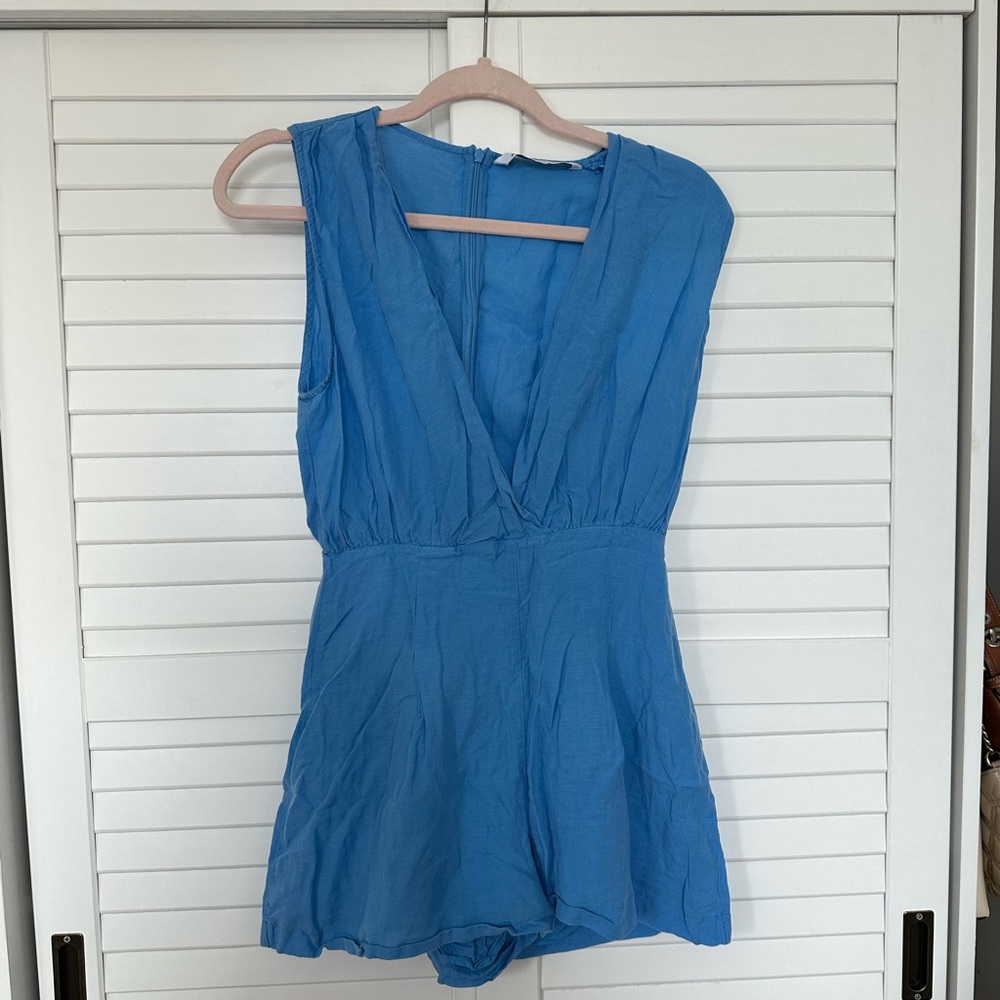 Blue VNeck Romper